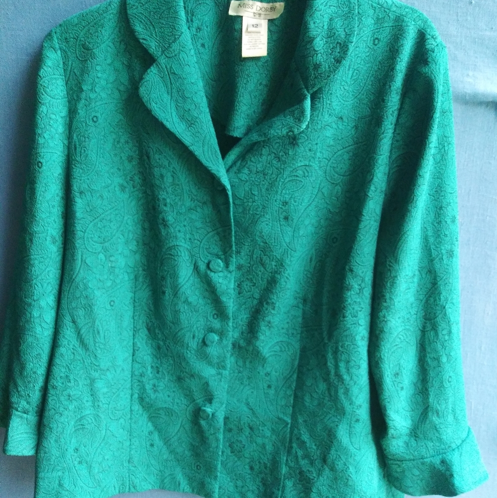 Miss Dorby Women's Size 12 Teal Skirt and Blazer Outfit B1